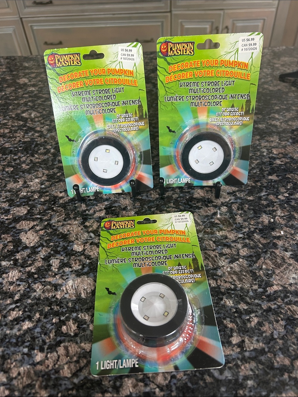 PUMPKIN MASTERS XTREME STROBE LIGHT MULTICOLORED LOT OF 3 NWT